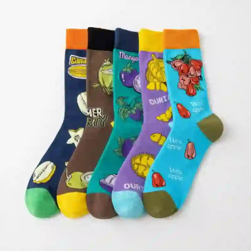Plusock Tropical Fruits Quarter Socks(5 Pairs) - Multicolor - EU41-46(US7.5-12) - image 1