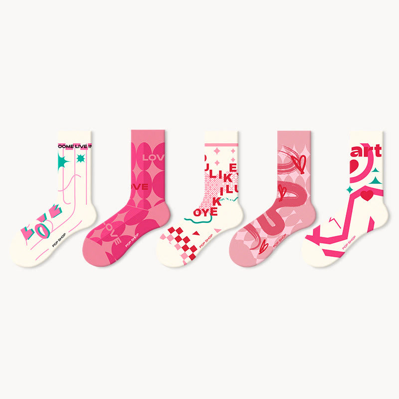 Plusock Trendy Pink Tones Quarter Socks(5 Pairs) - Multicolor - EU36-42(US3-8.5) - image 1