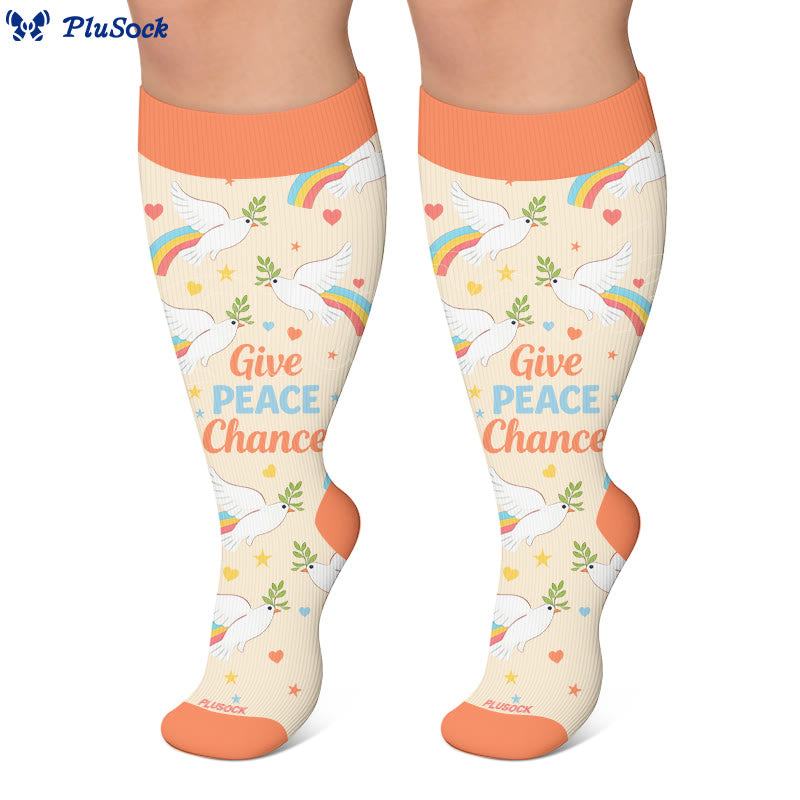 Plusock Plus Size World Peace Dove Compression Socks - image 4