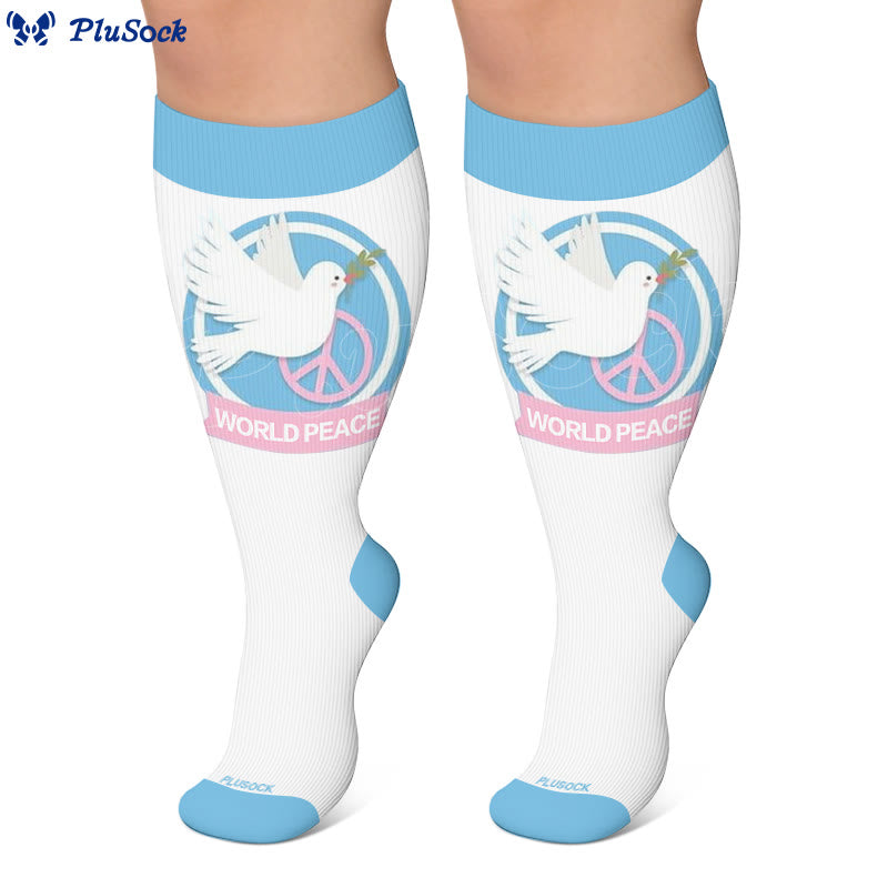Plusock Plus Size World Peace Dove Compression Socks - image 2