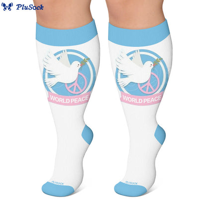 Plusock Plus Size World Peace Dove Compression Socks - image 2