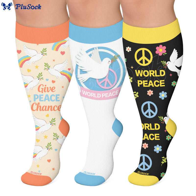 Plusock Plus Size World Peace Dove Compression Socks - image 0