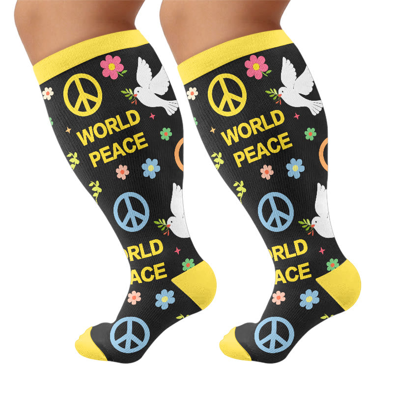 Plusock Plus Size World Peace Dove Compression Socks - Black(1 Pair) - 4XL - image 7