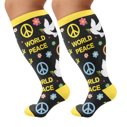 Plusock Plus Size World Peace Dove Compression Socks - Black(1 Pair) - 4XL - image 7