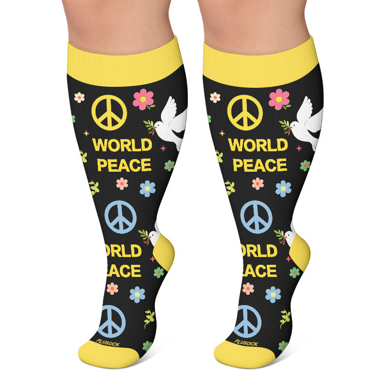 Plusock Plus Size World Peace Dove Compression Socks - image 3