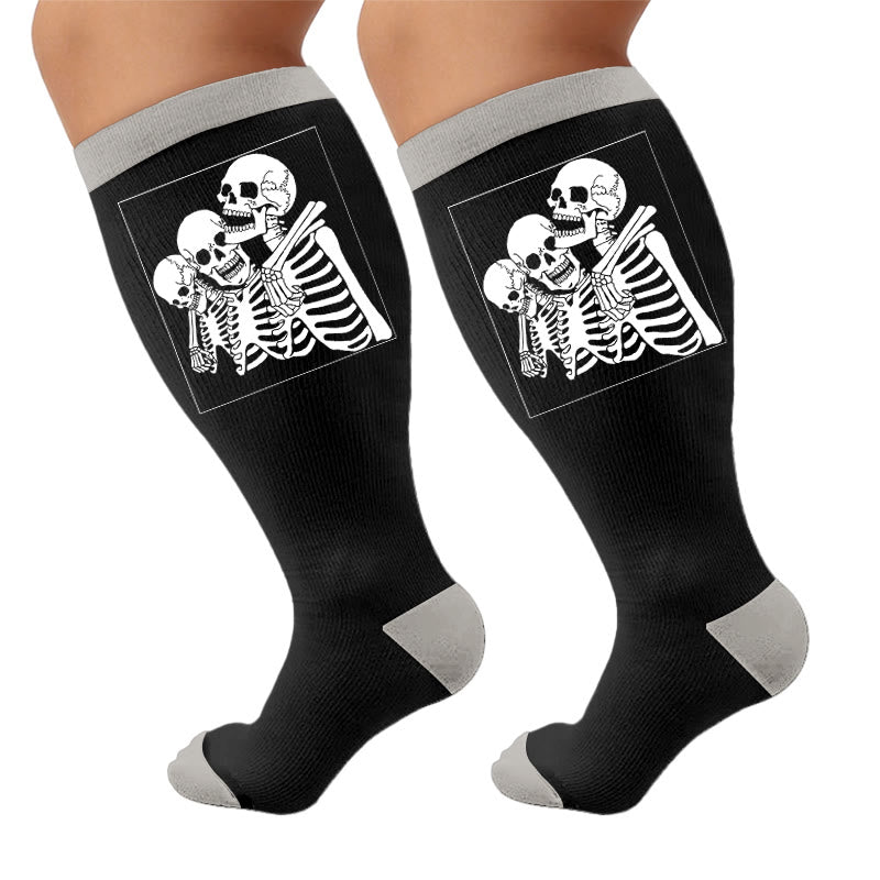 Plusock Plus Size Heart Skull Print Compression Socks - Skulls (1 pair) - 4XL - image 7