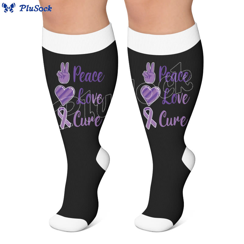 Plusock Plus Size Purple Ribbon Print Compression Socks - image 4