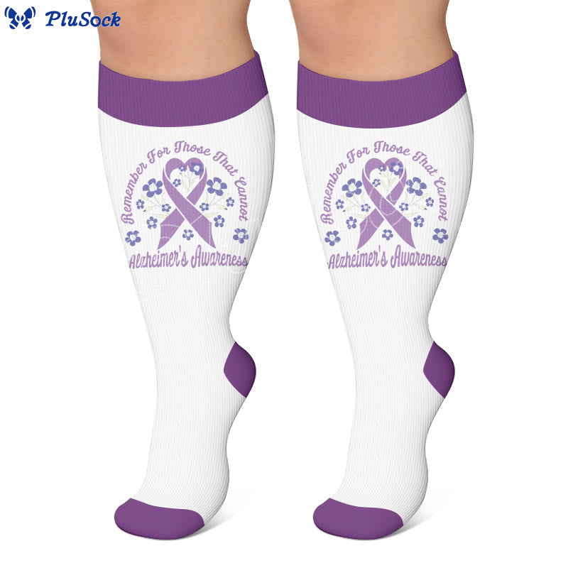 Plusock Plus Size Purple Ribbon Print Compression Socks - image 3