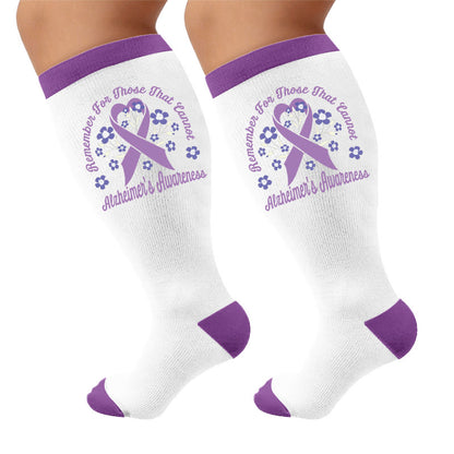 Plusock Plus Size Purple Ribbon Print Compression Socks - Florals (1 pair) - 4XL - image 6