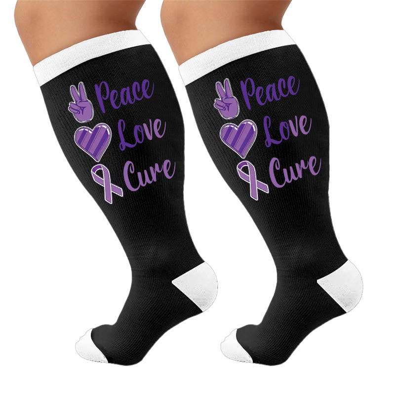 Plusock Plus Size Purple Ribbon Print Compression Socks - Ribbons (1 pair) - 4XL - image 7