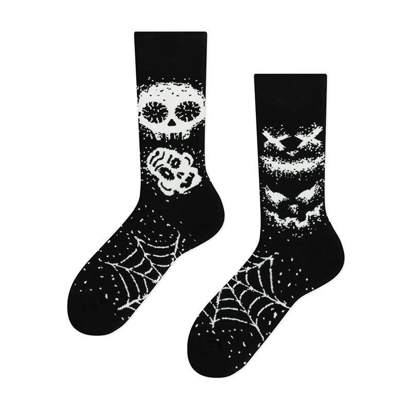 Plusock Creative Mismatched Skull Quarter Socks(4 Pairs) - image 4