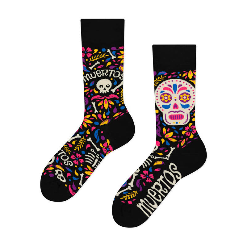 Plusock Creative Mismatched Skull Quarter Socks(4 Pairs) - image 2