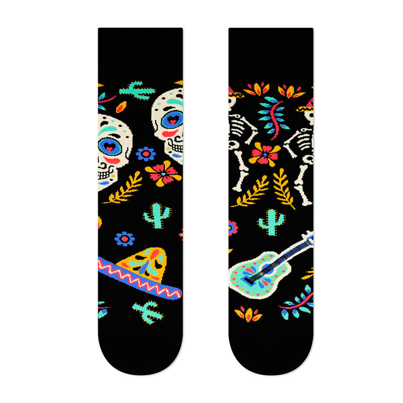 Plusock Creative Mismatched Skull Quarter Socks(4 Pairs) - image 7