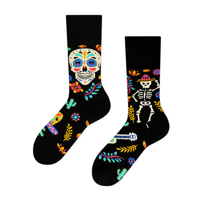 Plusock Creative Mismatched Skull Quarter Socks(4 Pairs) - image 3