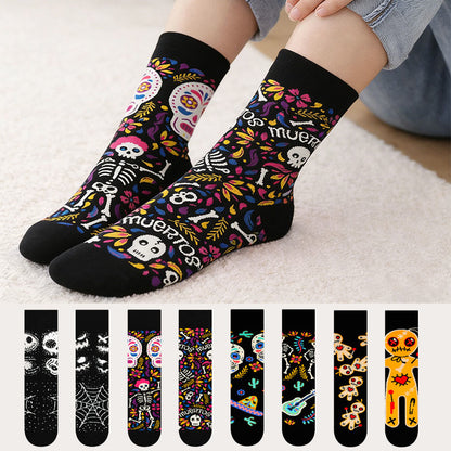 Plusock Creative Mismatched Skull Quarter Socks(4 Pairs) - Multicolor - EU36-42(US3-8.5) - image 0