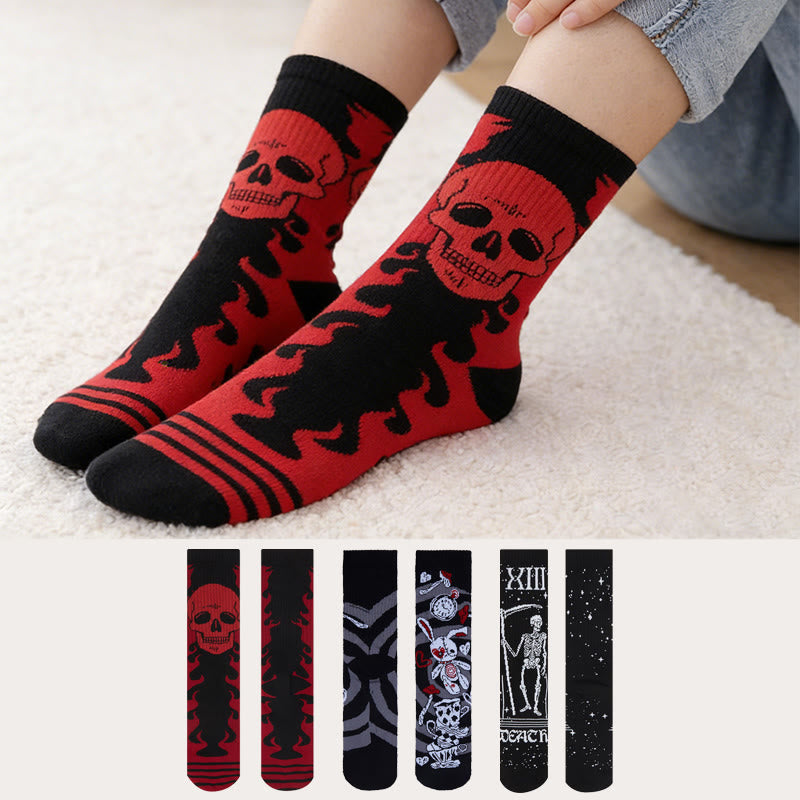 Plusock Skulls Skeletons Quarter Socks(3 Pairs) - Multicolor - EU36-42(US3-8.5) - image 0