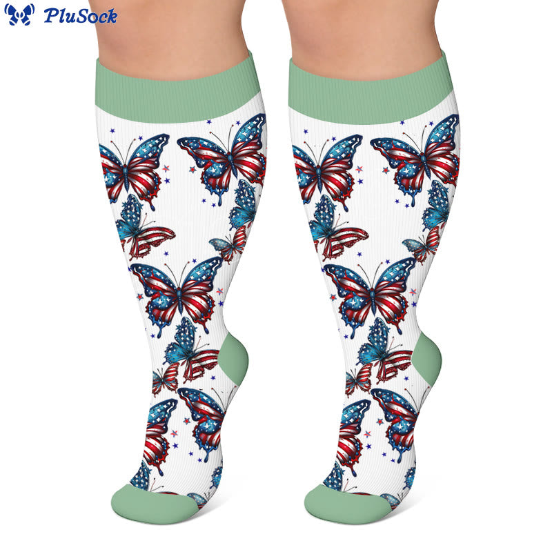 Plusock Plus Size Flag Butterfly Compression Socks - image 3