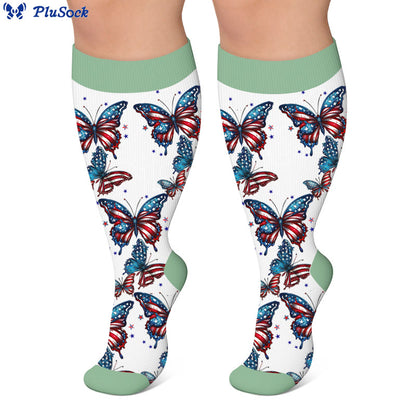 Plusock Plus Size Flag Butterfly Compression Socks - image 3