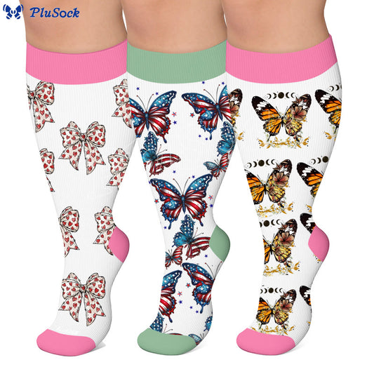 Plusock Plus Size Flag Butterfly Compression Socks - image 0