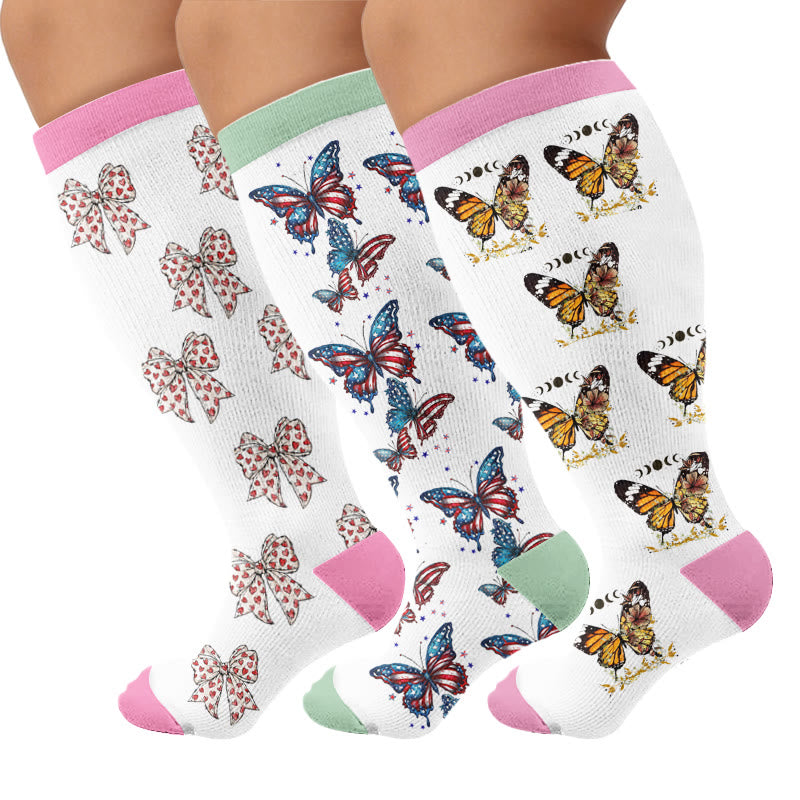 Plusock Plus Size Flag Butterfly Compression Socks - image 1