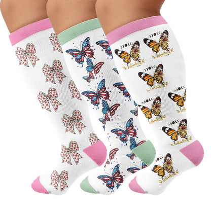 Plusock Plus Size Flag Butterfly Compression Socks - image 1
