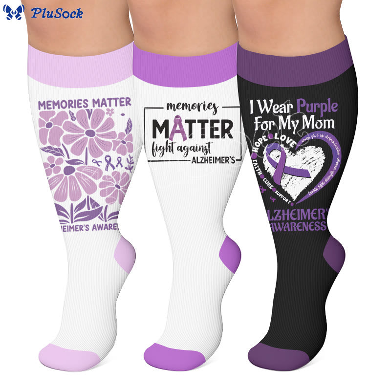 Plusock Plus Size Purple Printed Compression Socks - image 0