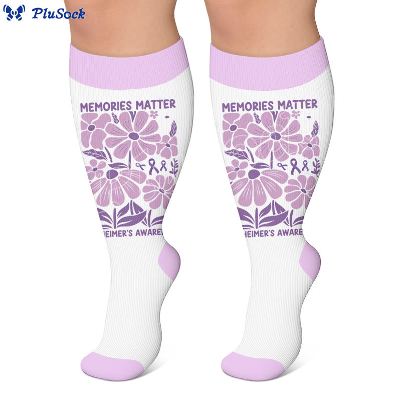 Plusock Plus Size Purple Printed Compression Socks - image 2
