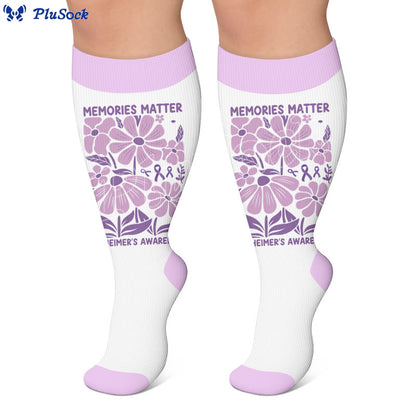 Plusock Plus Size Purple Printed Compression Socks - image 2