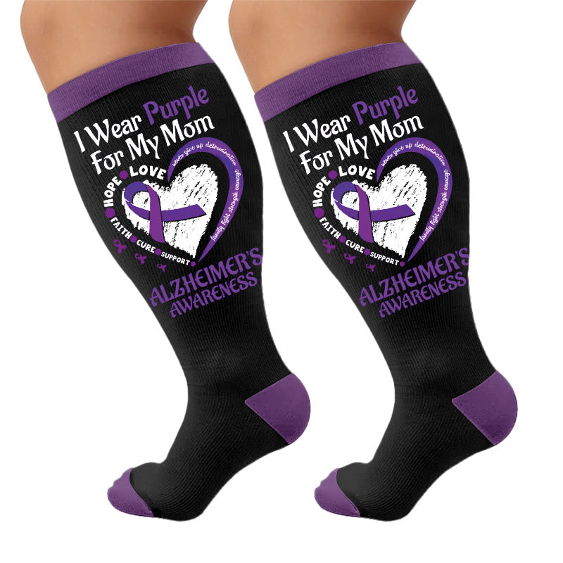 Plusock Plus Size Purple Printed Compression Socks - Hearts (1 pair) - 4XL - image 7