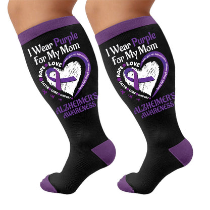 Plusock Plus Size Purple Printed Compression Socks - Hearts (1 pair) - 4XL - image 7