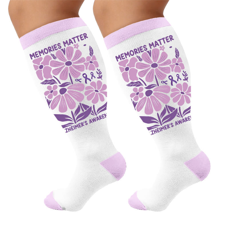 Plusock Plus Size Purple Printed Compression Socks - Florals (1 pair) - 4XL - image 5