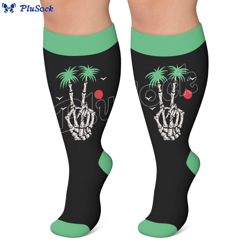 Plusock Plus Size Beach Print Compression Socks - image 2