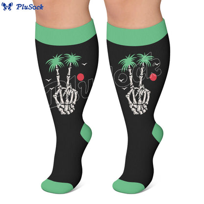 Plusock Plus Size Beach Print Compression Socks - image 2