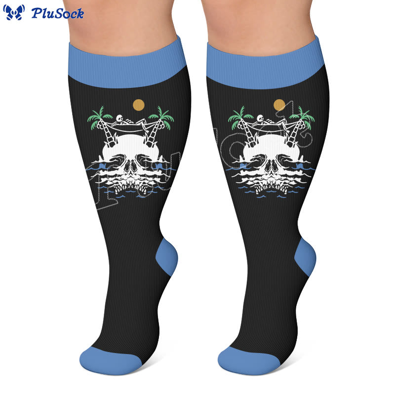 Plusock Plus Size Beach Print Compression Socks - image 3