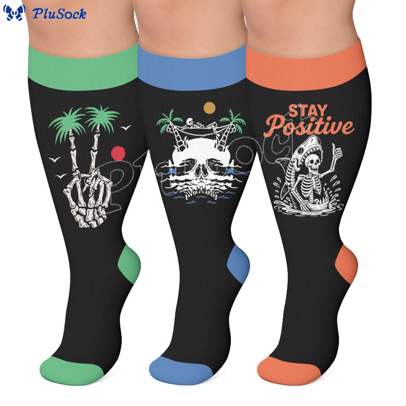 Plusock Plus Size Beach Print Compression Socks - image 0