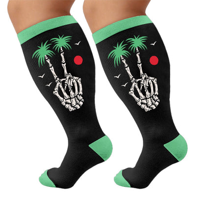 Plusock Plus Size Beach Print Compression Socks - Palm Tree (1 pair) - 4XL - image 5