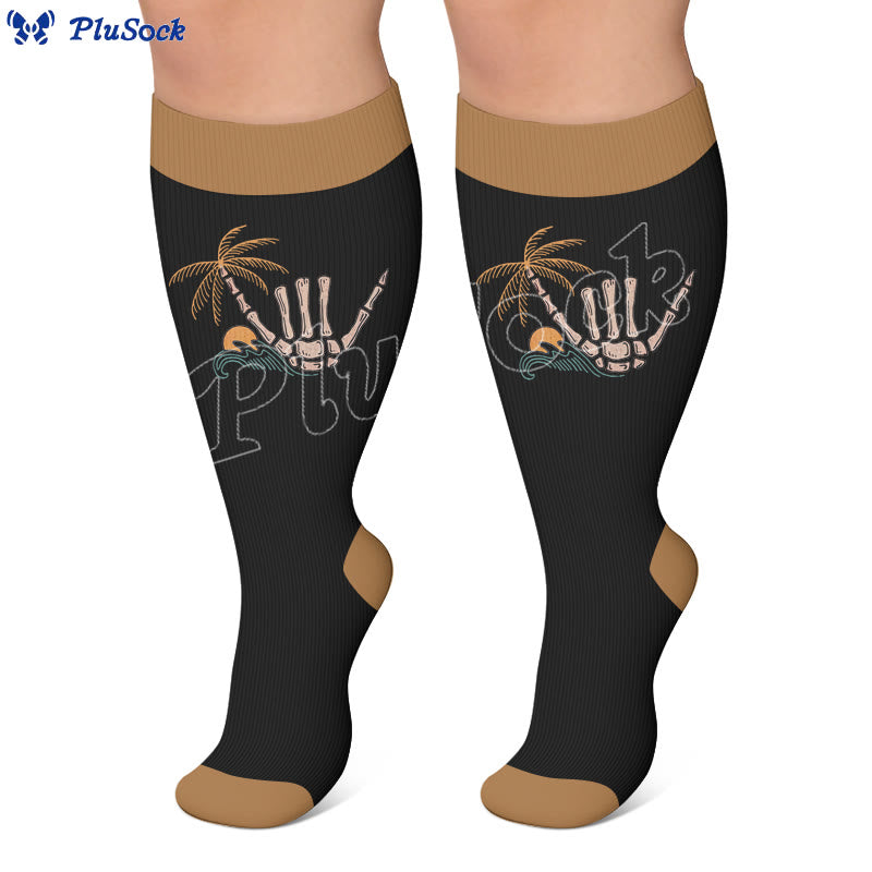 Plusock Plus Size Vacation Print Compression Socks - image 2