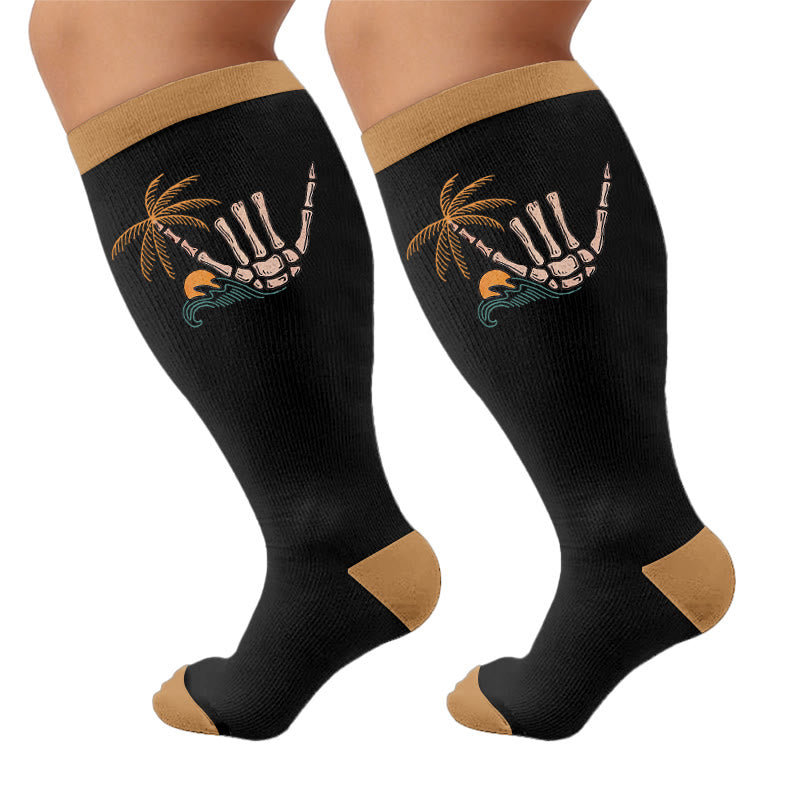 Plusock Plus Size Vacation Print Compression Socks - Palm (1 pair) - 4XL - image 5