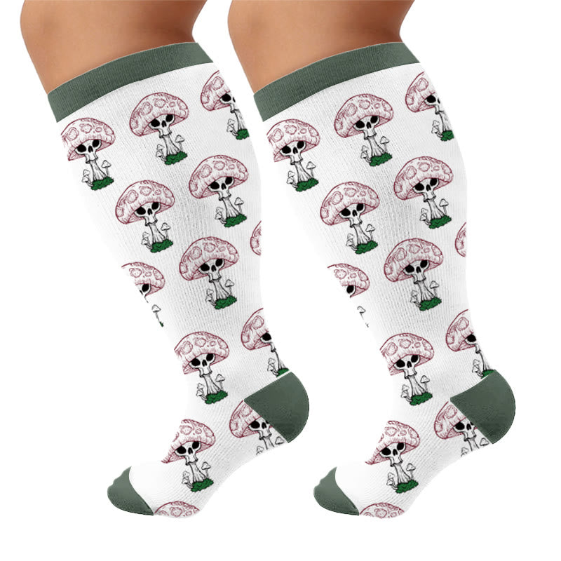 Plusock Plus Size Floral Print Compression Socks - Mushroom (1 pair) - 4XL - image 5