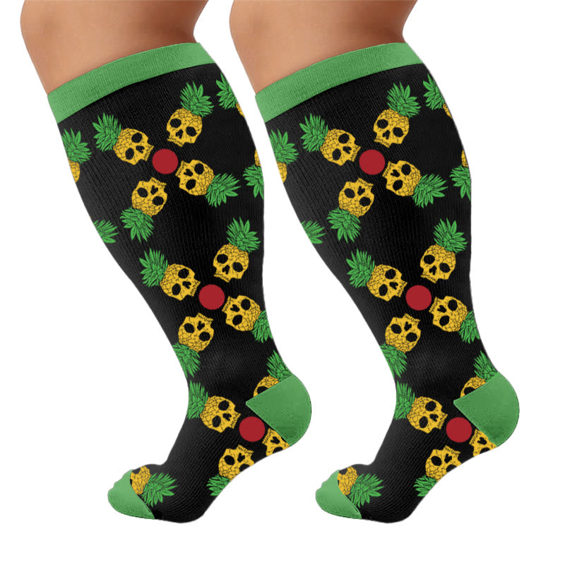 Plusock Plus Size Floral Print Compression Socks - Pineapple (1 pair) - 4XL - image 7