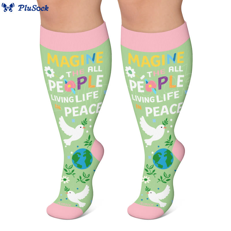Plusock Plus Size Peace on Earth Compression Socks - image 2