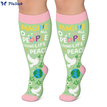Plusock Plus Size Peace on Earth Compression Socks - image 2