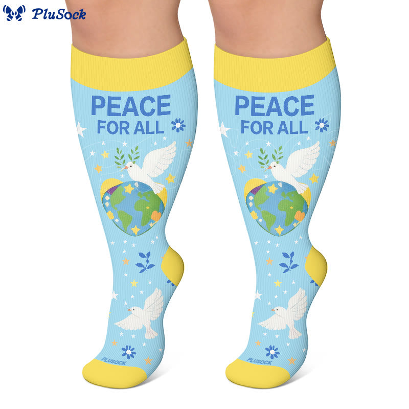 Plusock Plus Size Peace on Earth Compression Socks - image 4