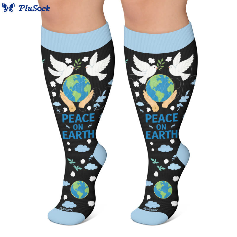 Plusock Plus Size Peace on Earth Compression Socks - image 3
