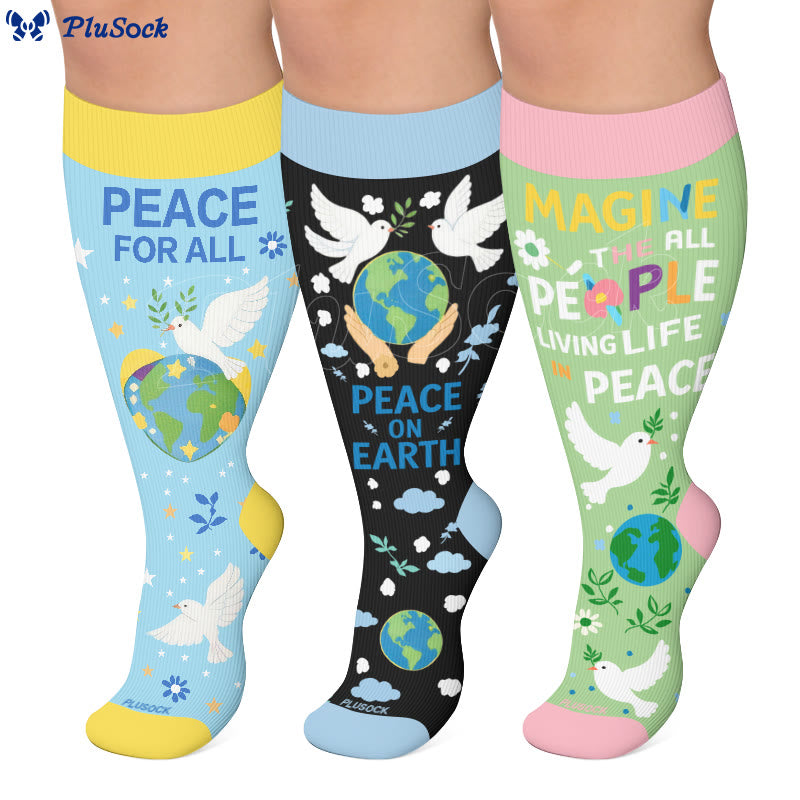 Plusock Plus Size Peace on Earth Compression Socks - image 0