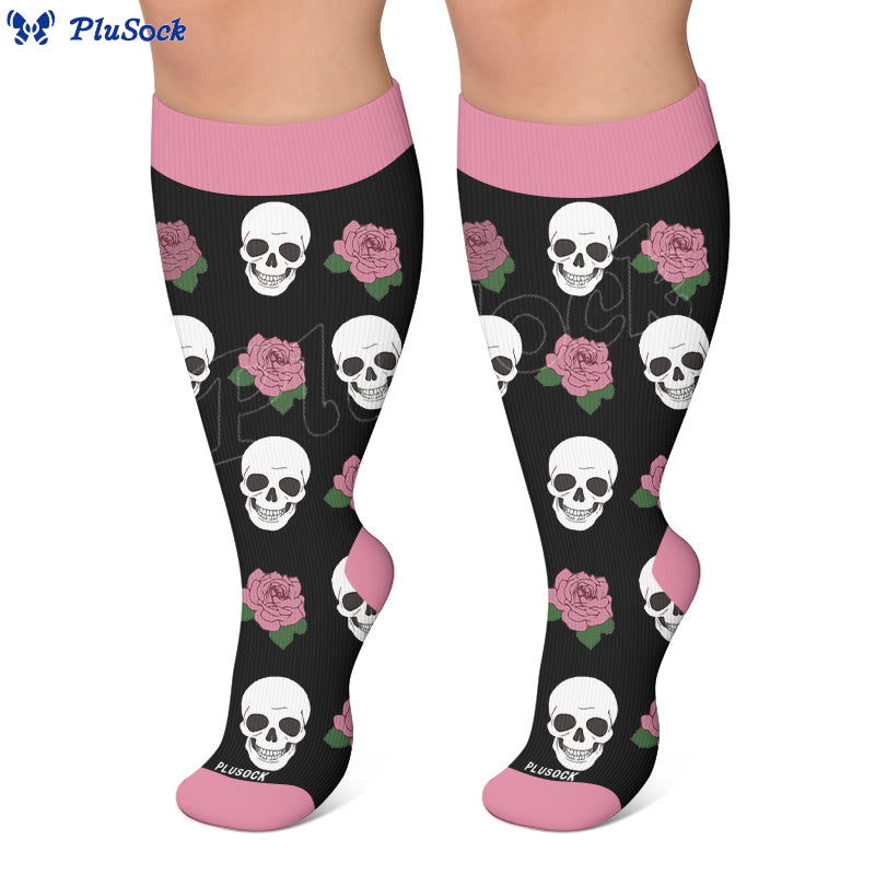 Plusock Plus Size Lip Skeleton Pattern Compression Socks - image 2