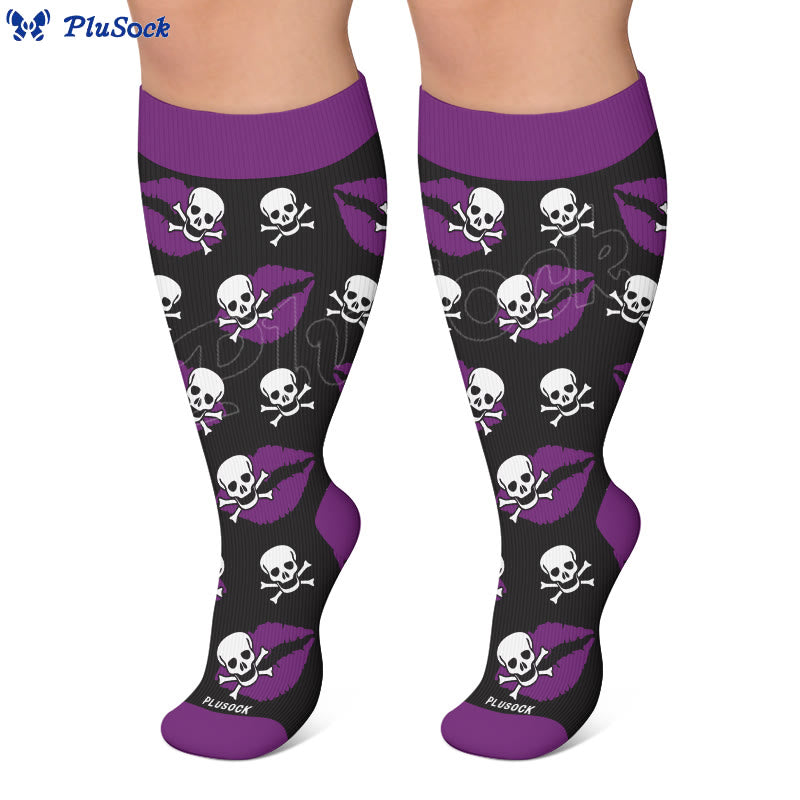 Plusock Plus Size Lip Skeleton Pattern Compression Socks - image 3
