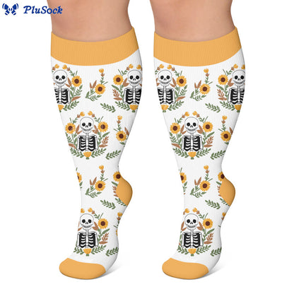 Plusock Plus Size Lip Skeleton Pattern Compression Socks - image 4