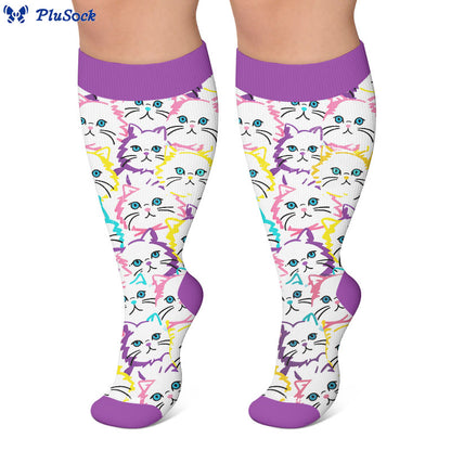 Plusock Plus Size Moon Star Cat Compression Socks - image 3