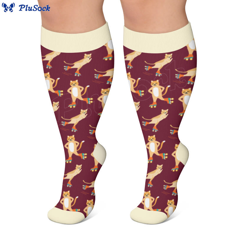 Plusock Plus Size Moon Star Cat Compression Socks - image 4